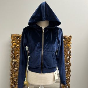 Fabletics Donna Velour Full Zip Hoodie Navy-XXS